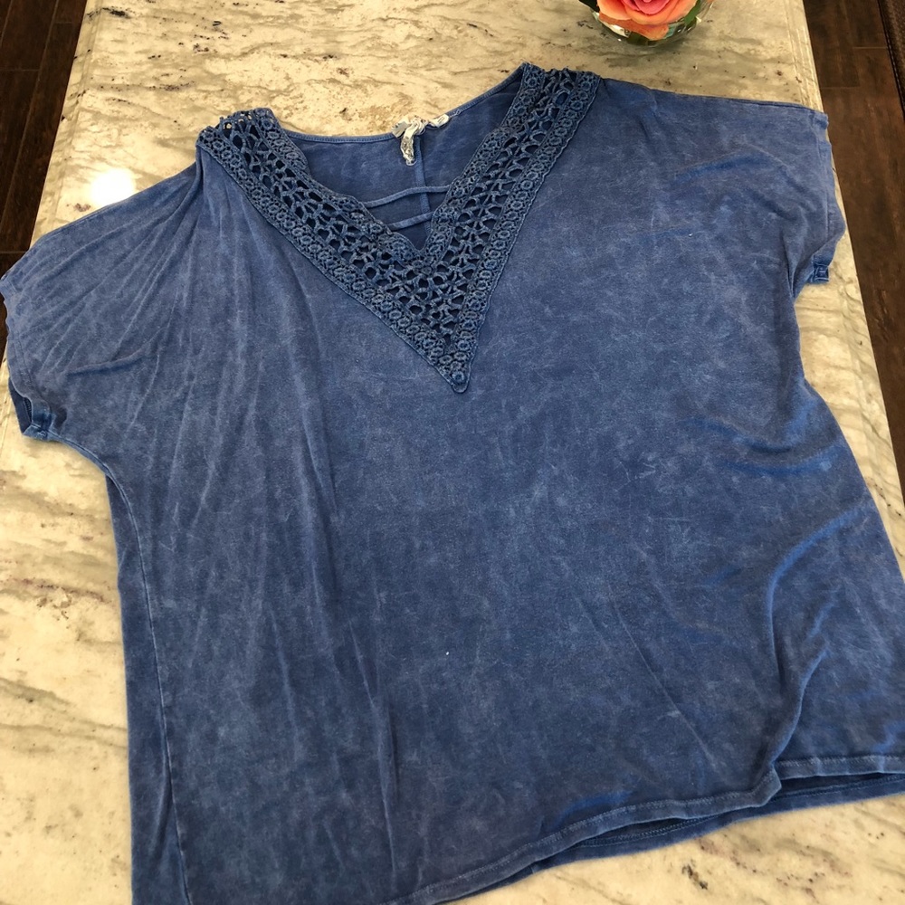 Blue crochet top tee
